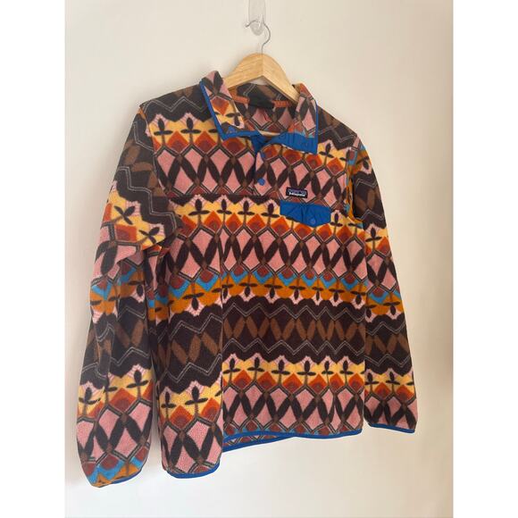 Patagonia Synchilla Big Anthos Rare Aztec Western Print Snap-T Pullover Fleece - Picture 2 of 8